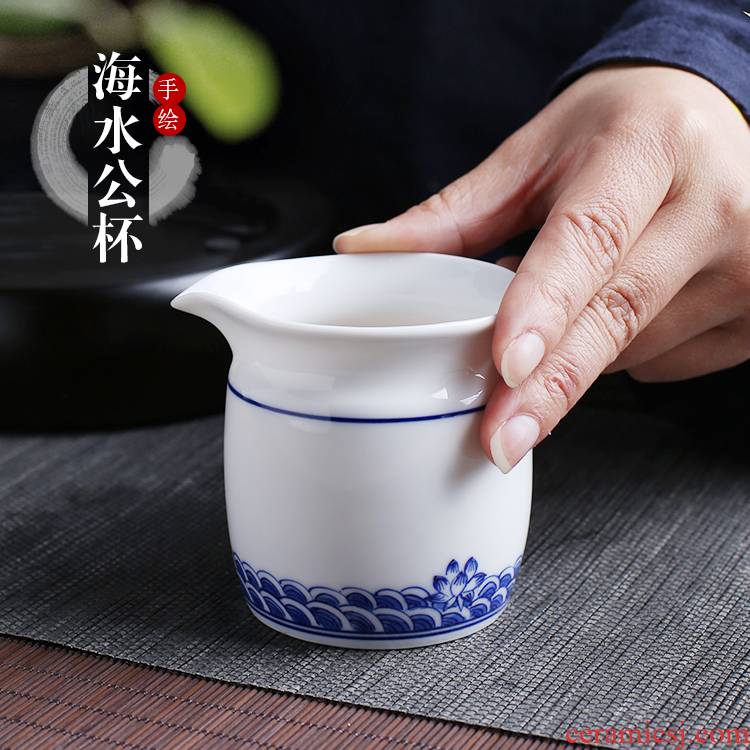 Jingdezhen up the fire which hand made blue and white porcelain tea tea tea set points exchanger with the ceramics fair keller cup and glass