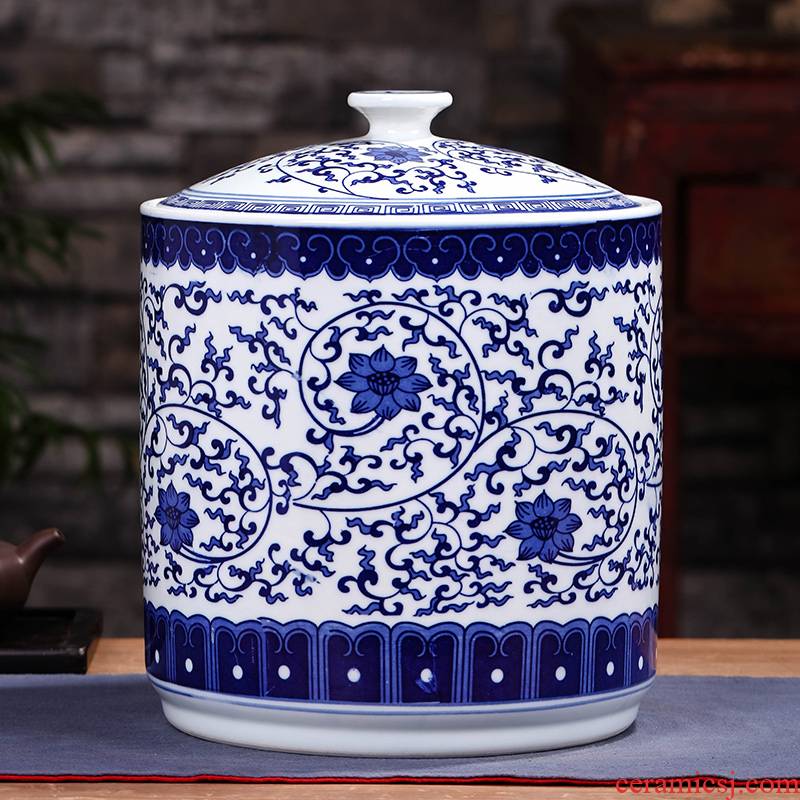Tea barrel caddy fixings jingdezhen ceramic storage POTS sealed tank size 2 jins home put Tea POTS