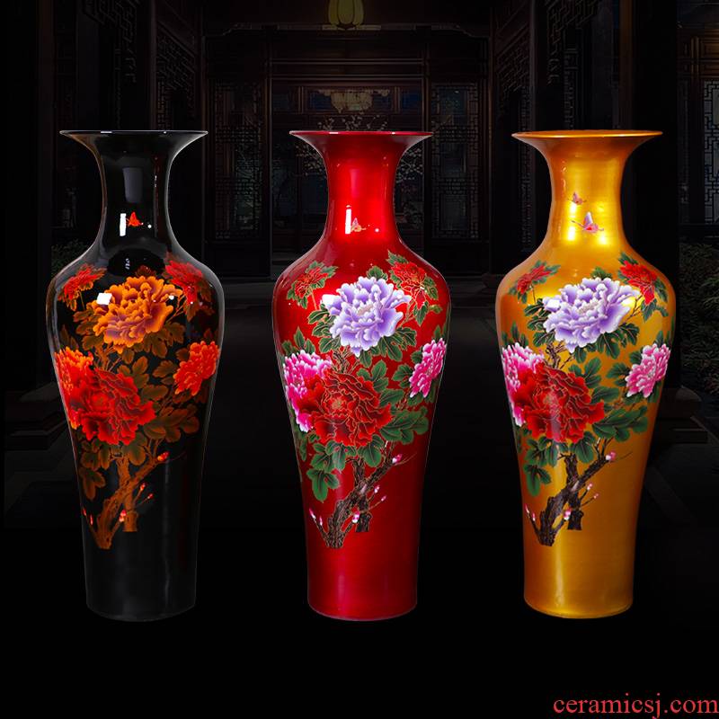Jingdezhen ceramics of large vase large crystal glaze peony hotel villa sitting room adornment is placed