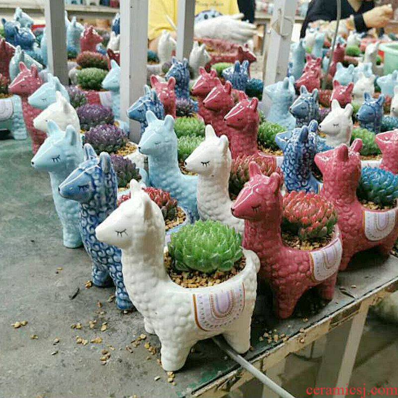 Ins wind small animals flesh POTS ceramic creative move alpaca furnishing articles many elongated special offer a clearance