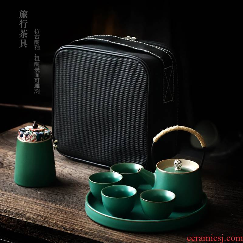 ShangYan portable kung fu tea set suit Japanese teapot teacup dry small tea table of a complete set of contracted travel tea set