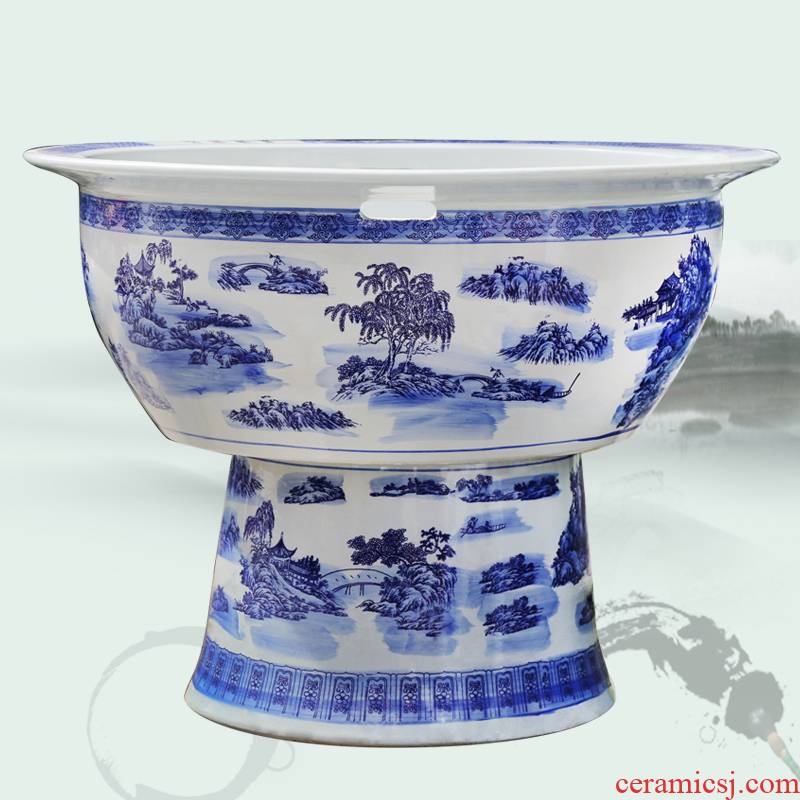 145 blue and white porcelain jar ceramic porcelain jar ceramic aquarium oversized landing a goldfish bowl lotus tortoise cylinder