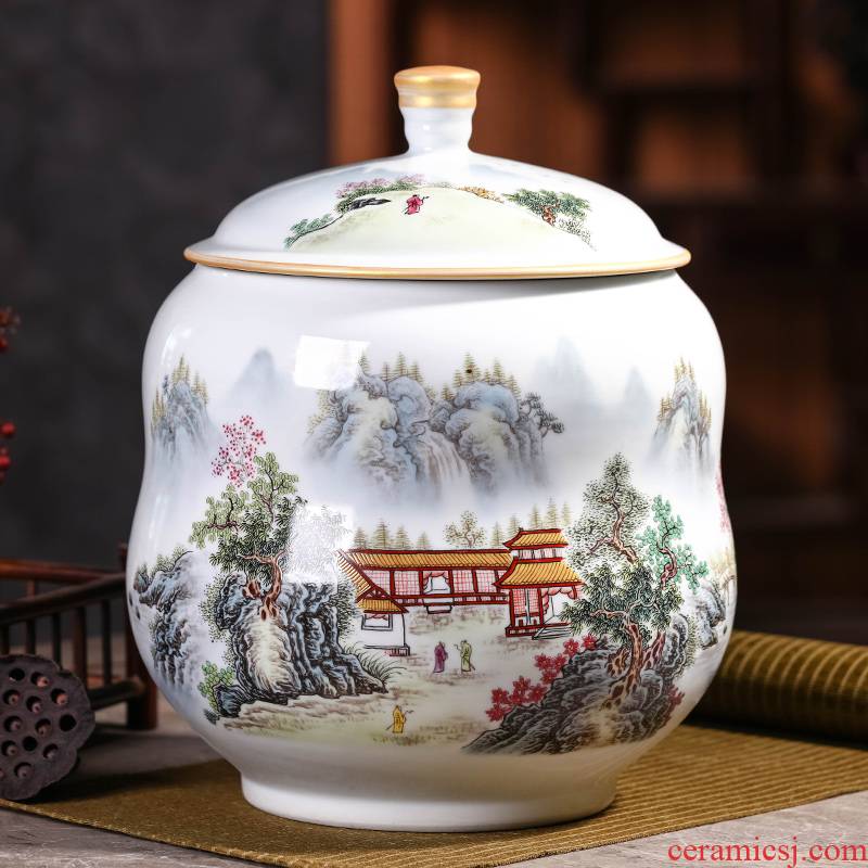 Jingdezhen ceramic large wake receives the puer tea cake caddy fixings tanks household seal pot porcelain POTS