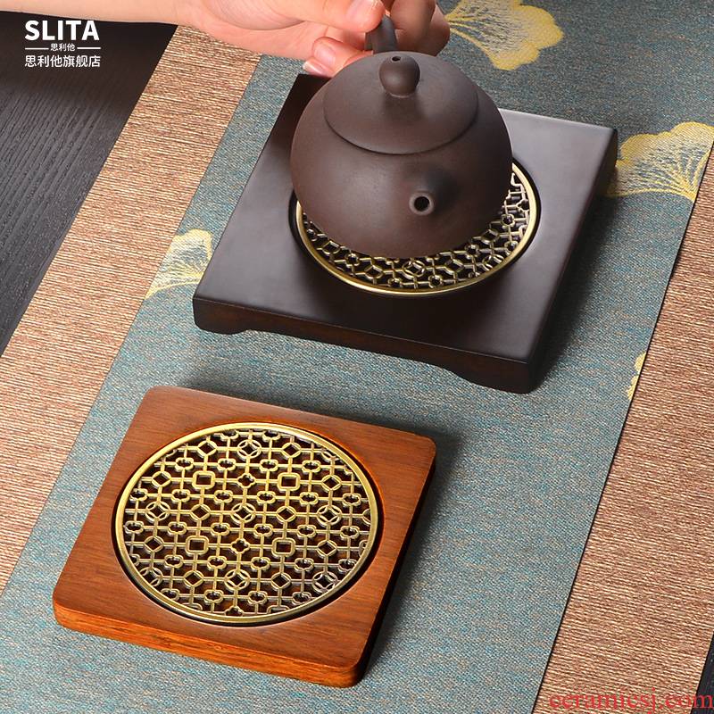 Solid wood tea tray MATS supporting the teapot tea mat bamboo tea utensils insulated tea accessories tea pot of bearing dry mercifully machine