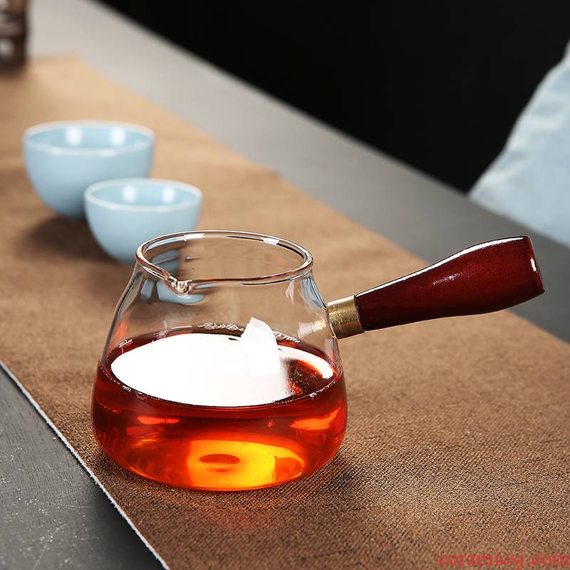 Fujian and high temperature resistant glass fair keller transparent simple wooden side, put the cup Japanese kung fu tea tea taking with zero