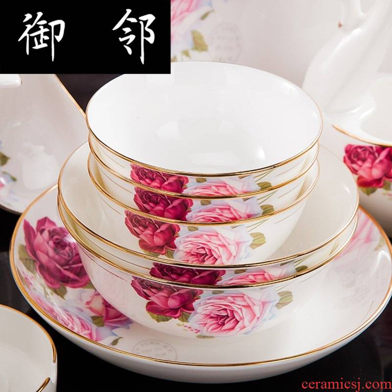 Propagated jingdezhen Chinese manual paint cutlery set bowl chopsticks combination of wedding gift set