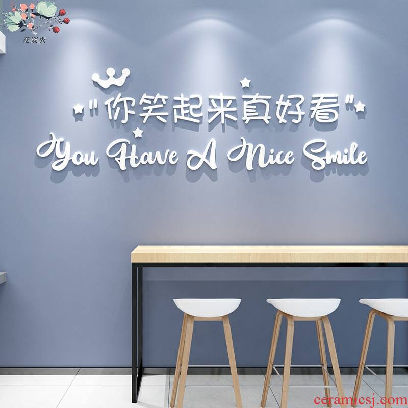 Web celebrity word wall stickers 3 d stickers painting creative clothing milk tea shops bar set background wall decoration