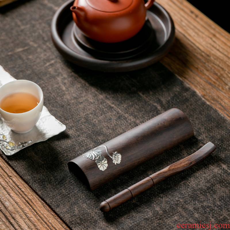 Fujian and ebony wood is TSP manual creative tea tea tea accessories household kung fu tea tea spoon tea holder