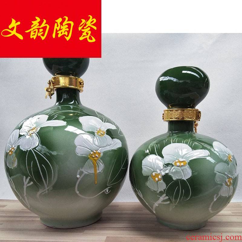 Jingdezhen 5 jins of hand - made of ceramic seal hip flask how empty wine bottles of wine jar with lock bag in the mail
