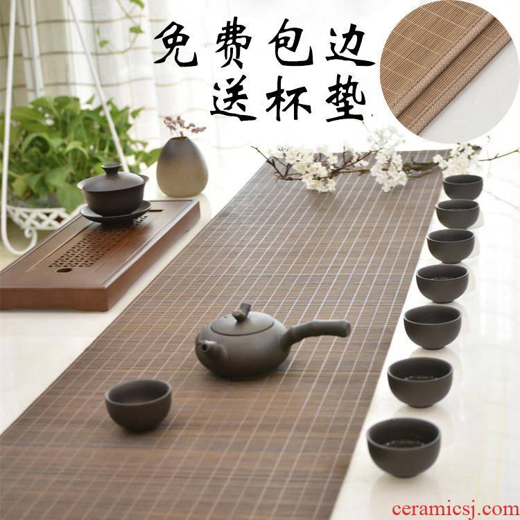 Zen tea bamboo filament mat Japanese bamboo - curtain cloth, cotton and linen cloth art kung fu tea plate heat insulation as table flag