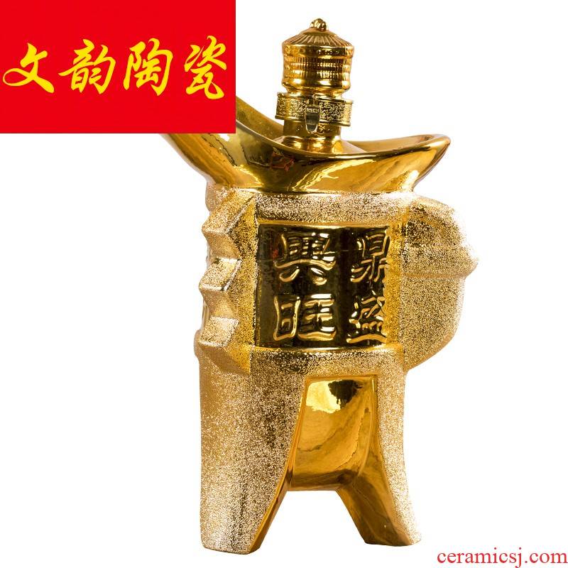 Gold - plated ceramic terms bottle 5 jins of household gift wine bottles wine jar empty wine wine bottle wine collection