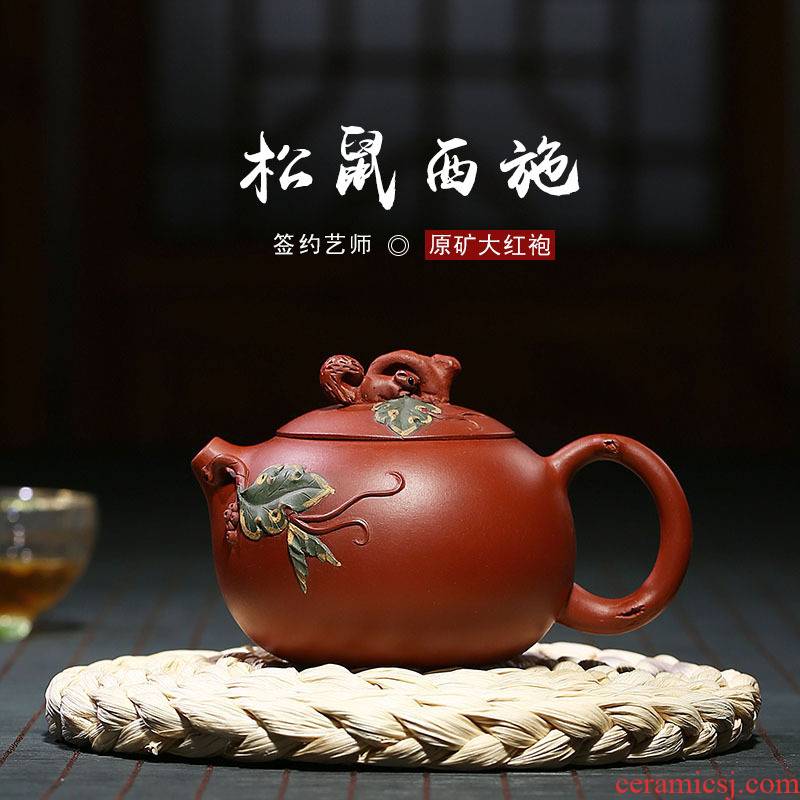 Yixing xu ink undressed ore dahongpao squirrel grape xi shi it pure manual can keep single pot can collect the teapot