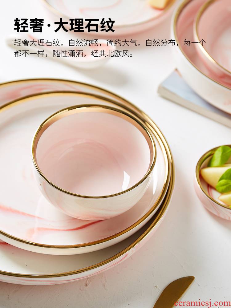 Pink marble ceramic tableware up phnom penh household food tray was 0 for breakfast dishes