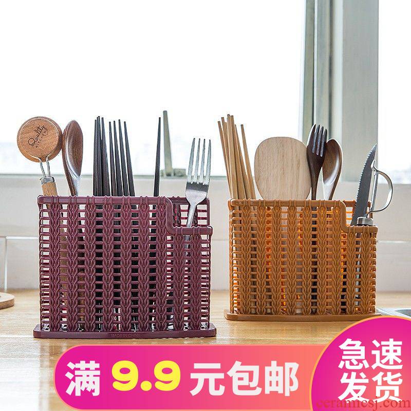 Chopsticks Chopsticks box wall hanging type kitchen spoons Chopsticks basket household the disposable tableware punched copy the cane top service up shelf receive a case