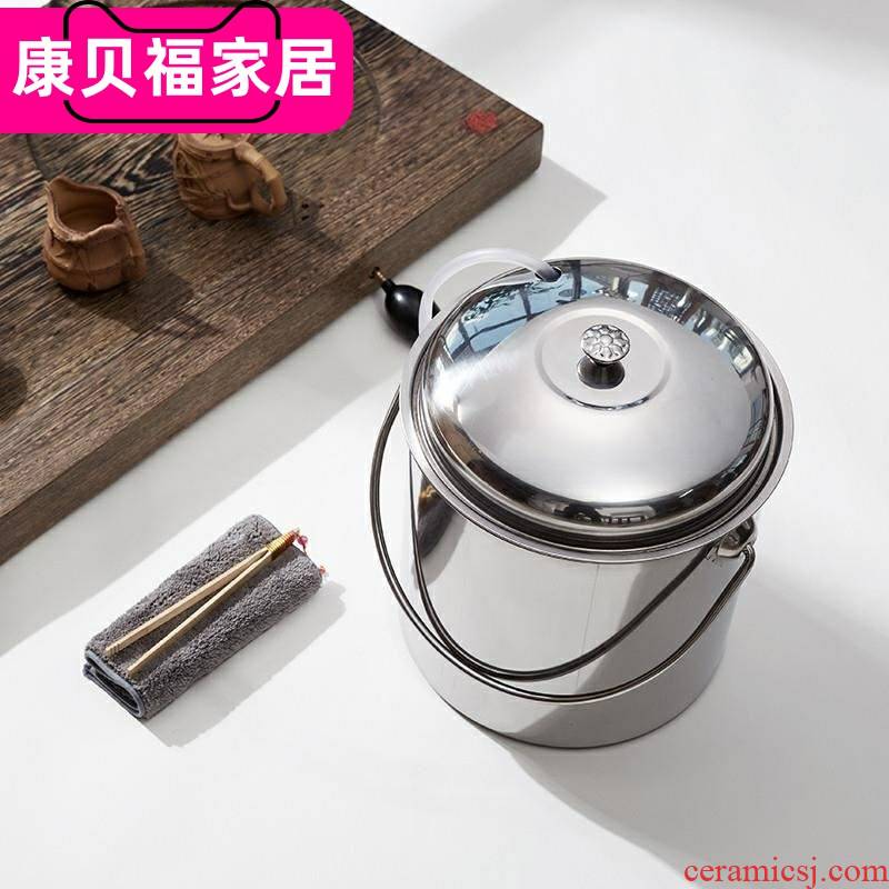 Tea tray by waste stainless steel Tea set a drain thickening tapping kung fu Tea barrel dross barrel detong barrels of household wastewater discharge
