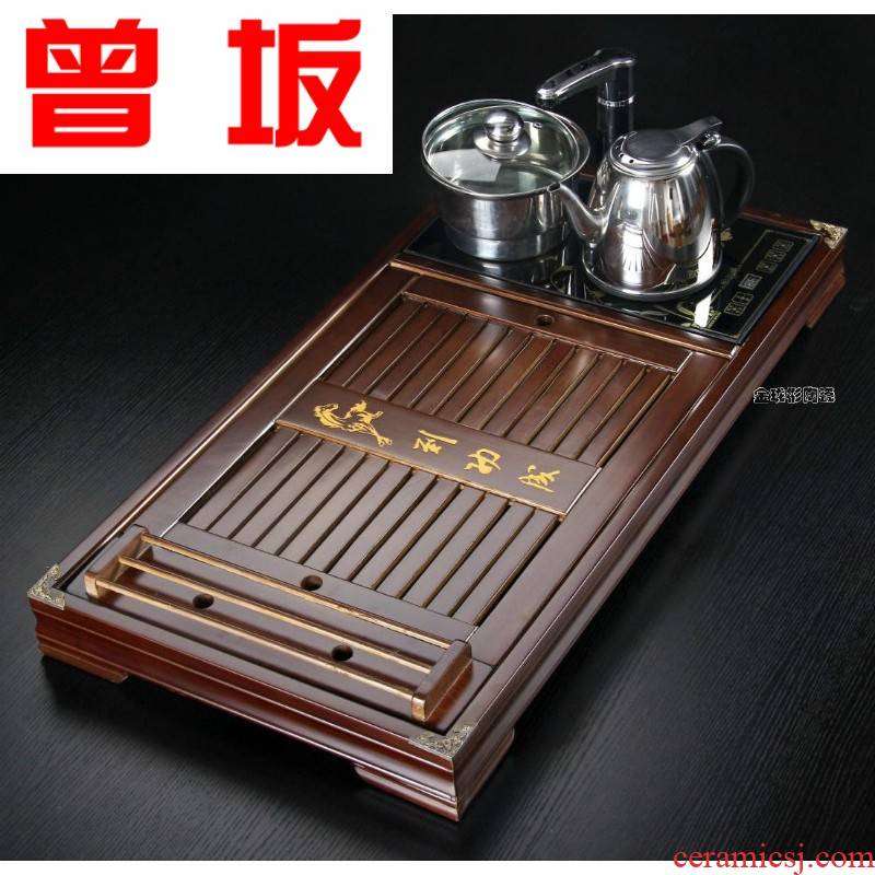 Once sitting kembat success solid wood tea table integrated induction cooker four unity of violet arenaceous kung fu tea tray