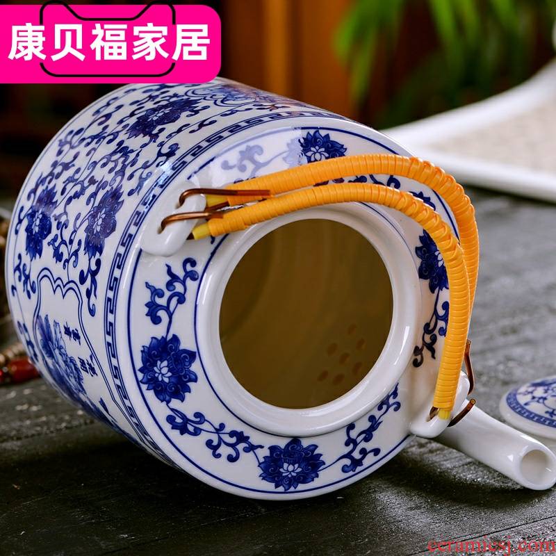 Jingdezhen ceramic teapot household with cover small cold to hold to high temperature cold water filtration of blue and white porcelain teapot kettle