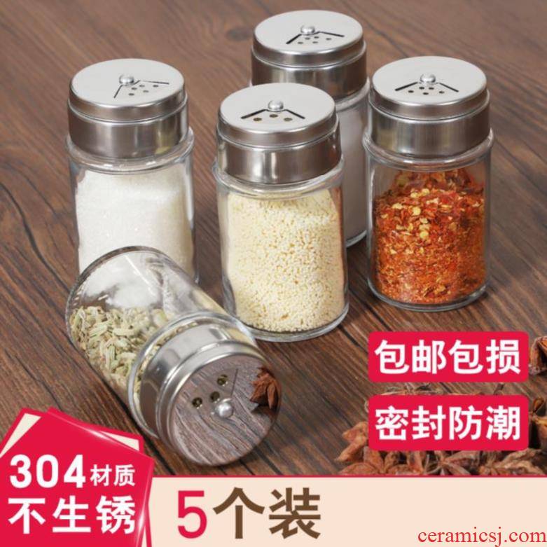Tableware pores pepper bottles, receive a box transparent household size classification of portable spice BBQ