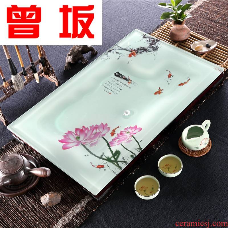 Once sitting home sitting room office kung fu ceramic tea sets a rectangle large tea tray was toughened glass tea table