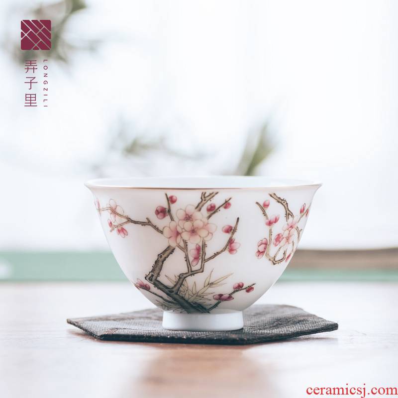 Get in jingdezhen ceramic cups of glass cup high - grade creative master the name plum and the bamboo spring heart cup first