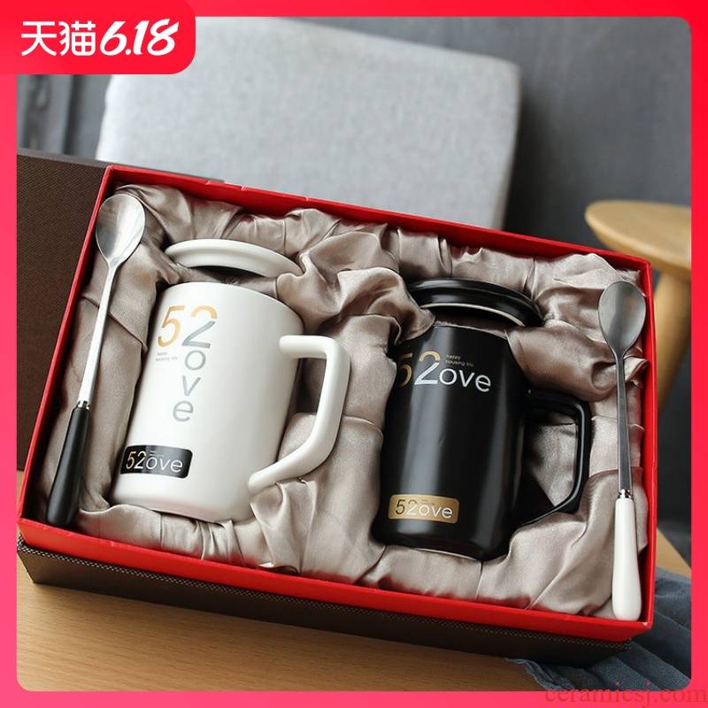 Guest comfortable 520 resistant ceramic keller with spoon, cup one household creative cup custom LOGO