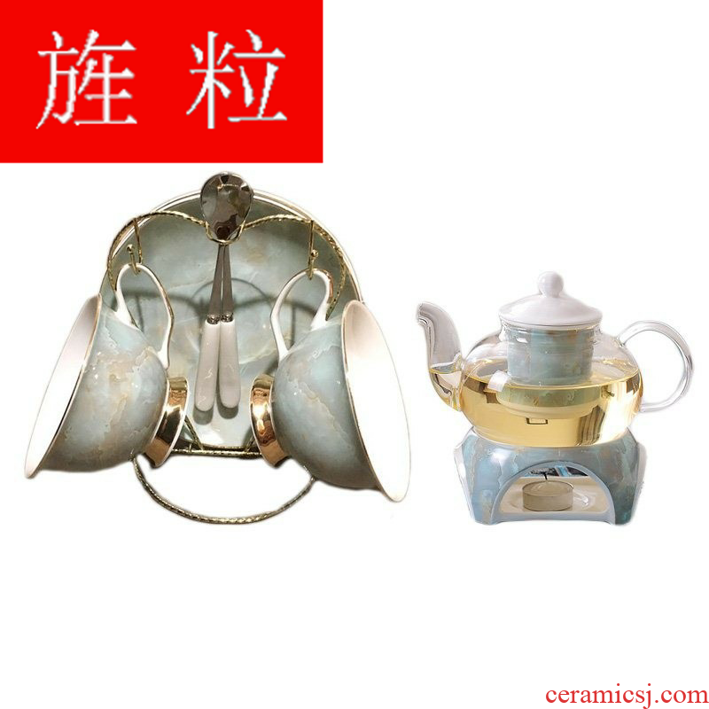 Continuous particle heating glass ceramic flower pot pot suit European creative afternoon tea set heat - resisting fruit tea pot