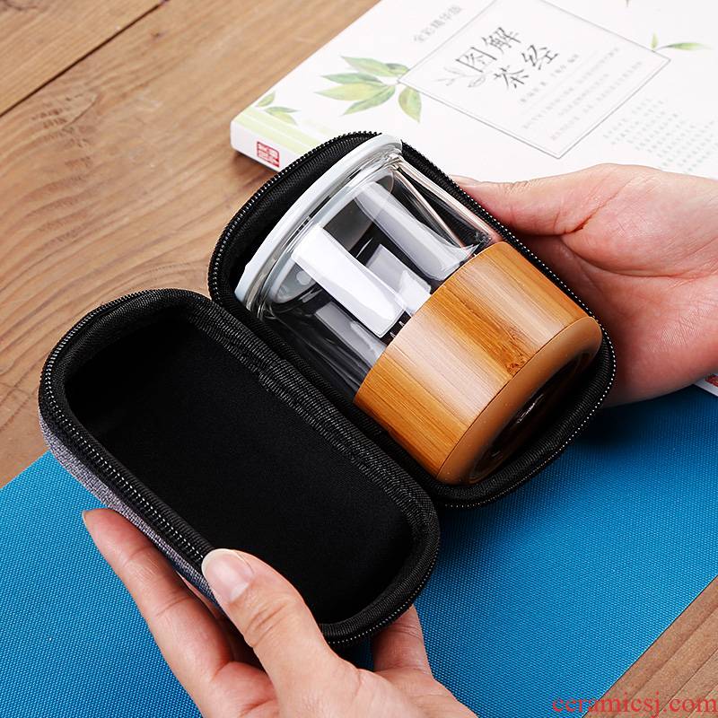Single crack glass cup portable package travel tea set a pot of 1 cup of Japanese office kunfu tea