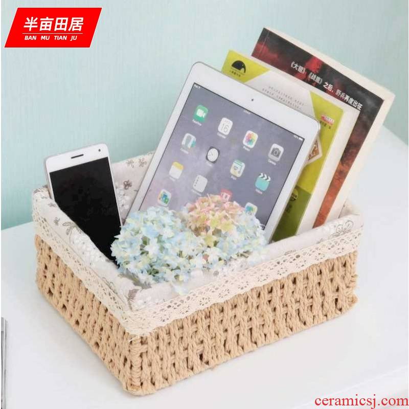 American snack boxes sitting room jewelry desktop remote control rectangular household tea table basket at the feel of the bedroom