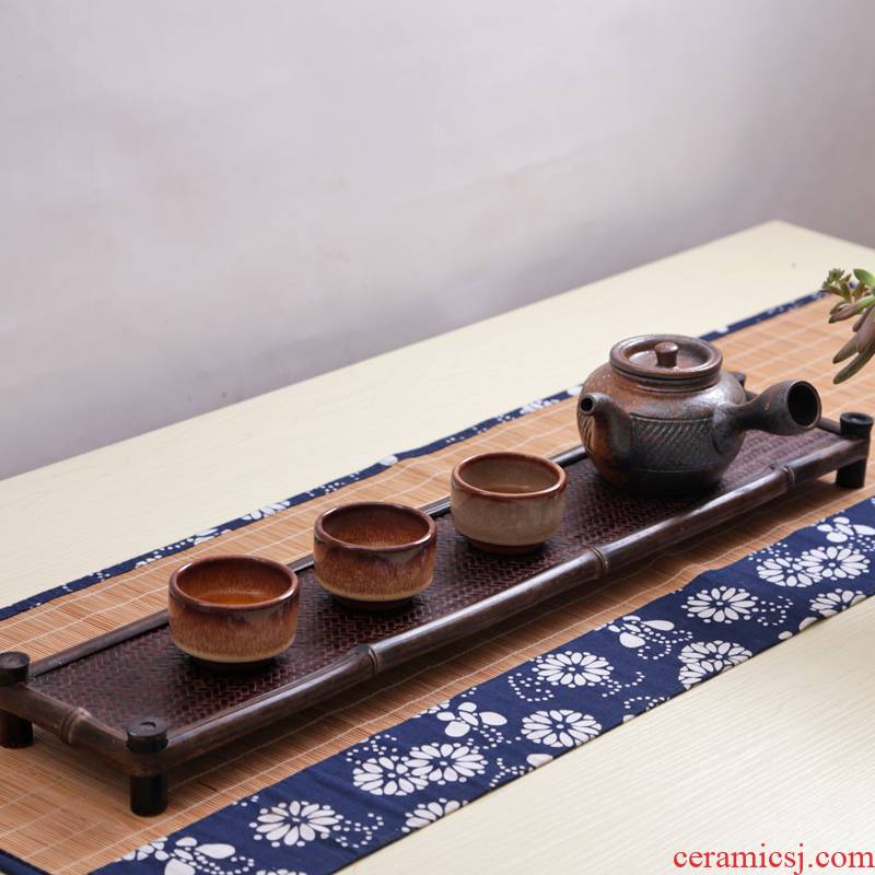 Zizhu tent to receive rich ancient frame kung fu tea tea tea zero with real wood coasters cupholders cup saucer