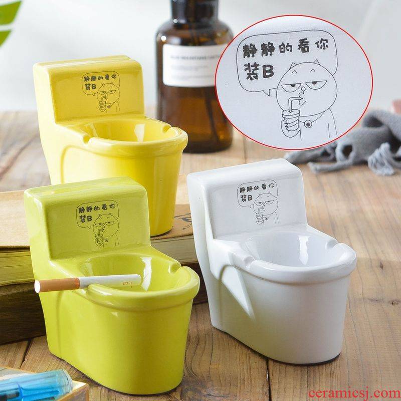 Rhinoceros, ceramic ashtray small sitting room creative move trend mini sanitary toilet gift male spoof to send