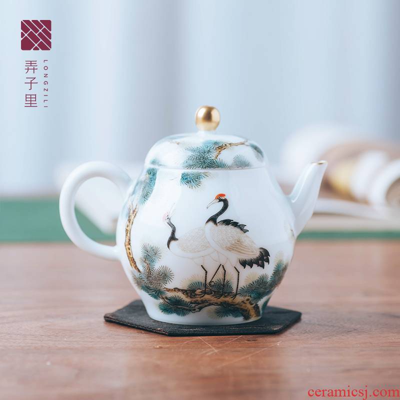 Made in jingdezhen all hand teapot tea tea set hand - Made pine crane live gold new pot teapot tea set