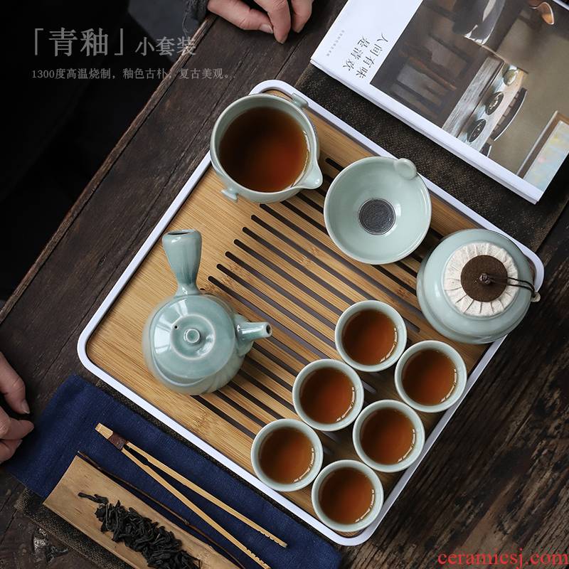 ShangYan kung fu tea set suit household teapot teacup of a complete set of tea tray was contracted small tea set of modern office