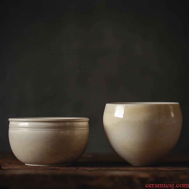 Xu ink wash plant ash glaze kung fu tea built water up antique tea cups XiCha jar household ceramics by hand