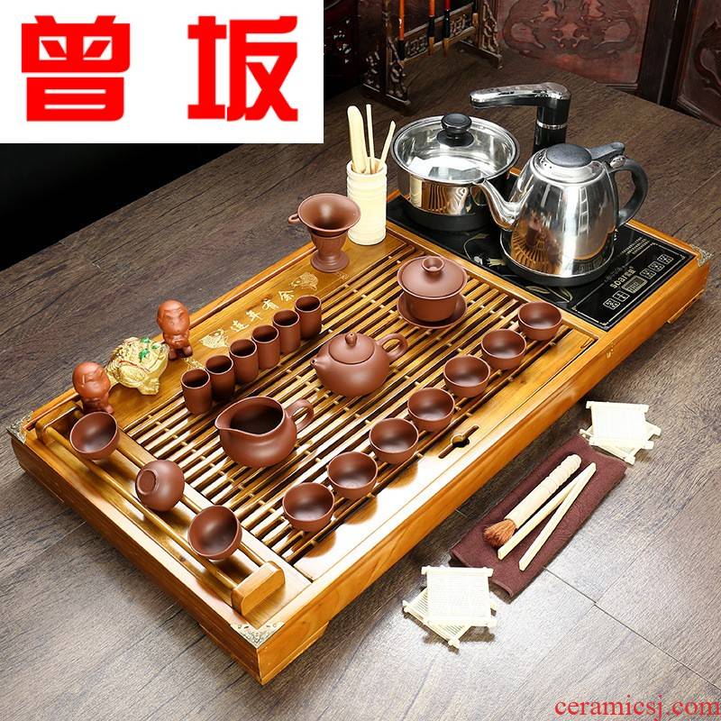 The Was sitting manufacturer to spot a full set of tea sets tea tray kembat solid wood four unity kung fu tea set free