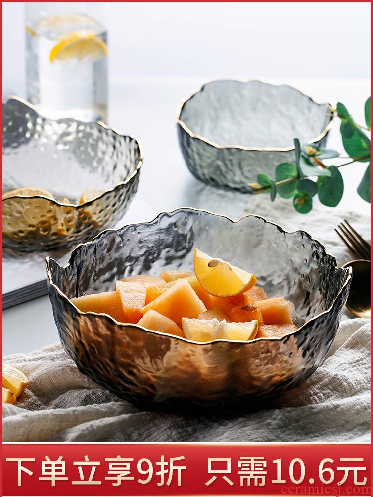 Fruit bowl sitting room tea table household crystal glass salad bowl Nordic style of creative move of modern Fruit bowl