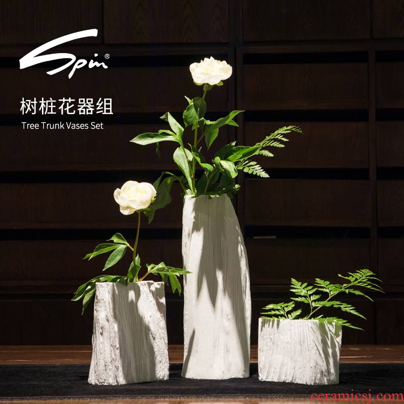 Spin stump white flower implement group creative ceramic sitting room place jingdezhen porcelain flower arrangement of large vase