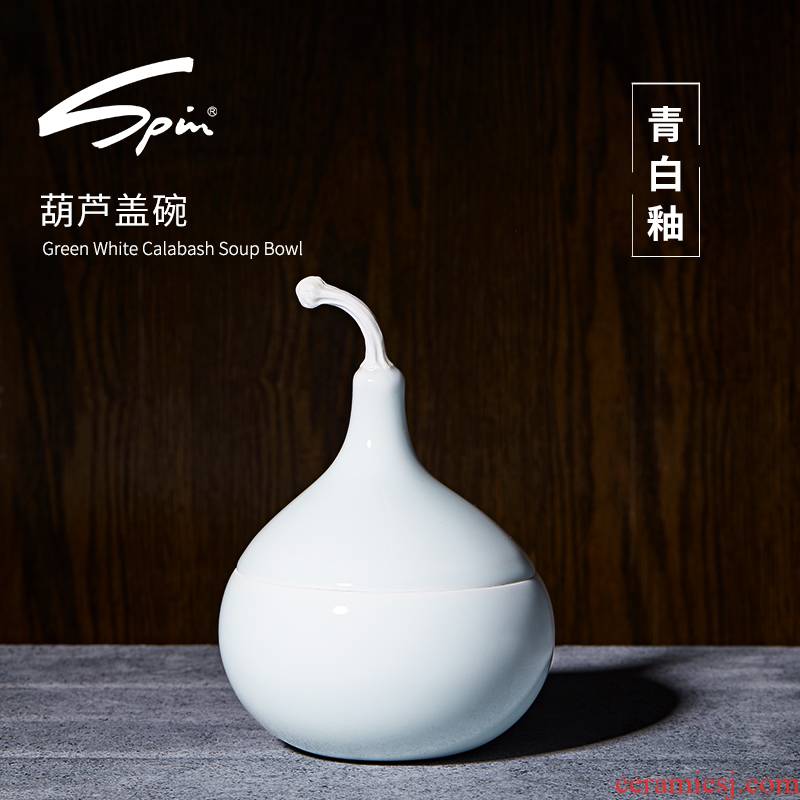 Spin the green gourd soup bowl with cover small tureen ceramics craft a single household tureen