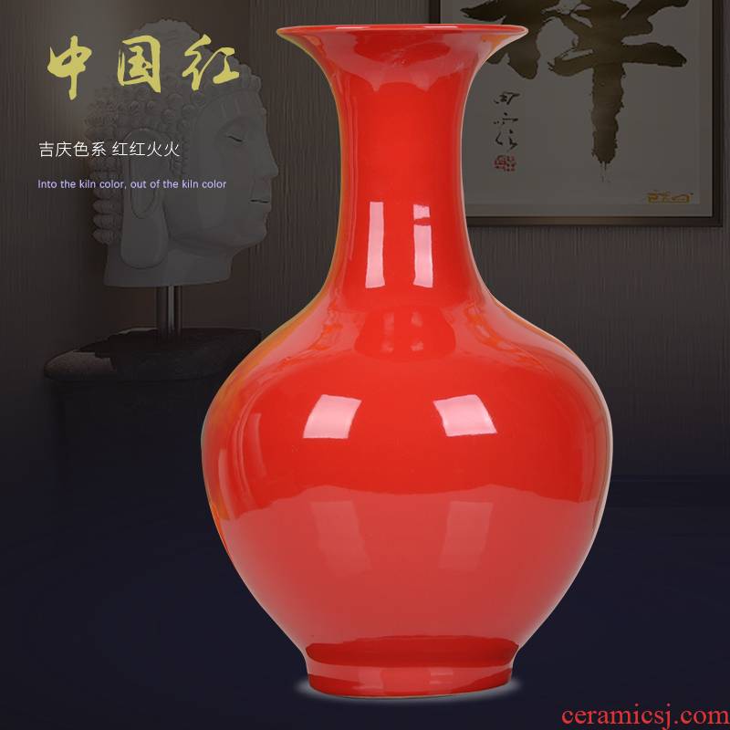 Jingdezhen ceramics China red new Chinese style is I and contracted household living room TV cabinet decoration craft vase