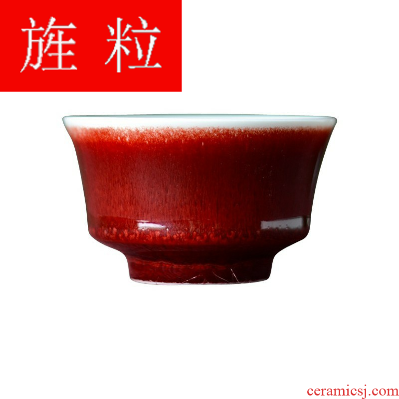 Continuous grain of checking ceramic kung fu tea cups red glaze noggin jingdezhen lang lang up red sample tea cup