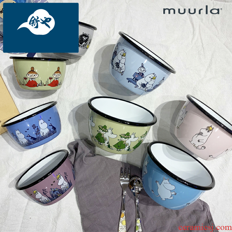 Shu northern Finland also imports enamel enamel bowls moomin moomin individual dishes soup bowl bowl female children