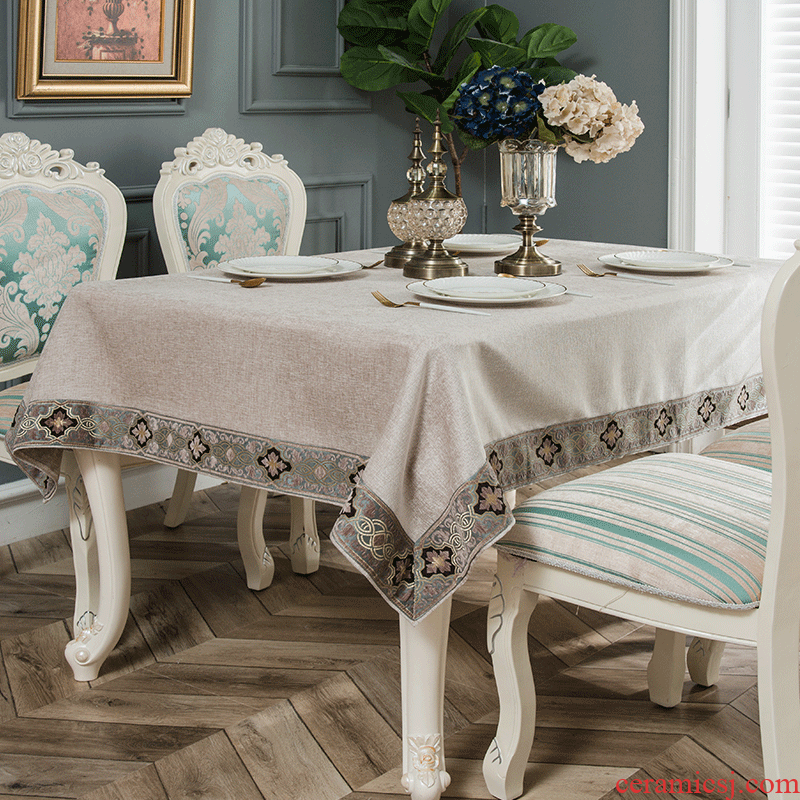 Pure color tablecloth European - style emperor rectangle values table cloth cotton and linen small and Pure and fresh Nordic contracted white tablecloth Macao tea table