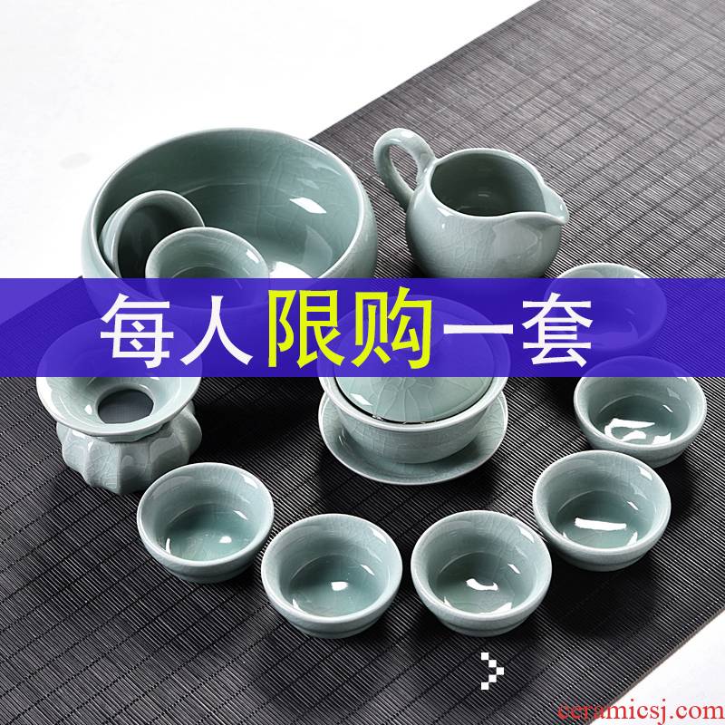 Elder brother up of a complete set of tea set ice crack household contracted restoring ancient ways your up office receive a visitor kung fu ceramic tea cup