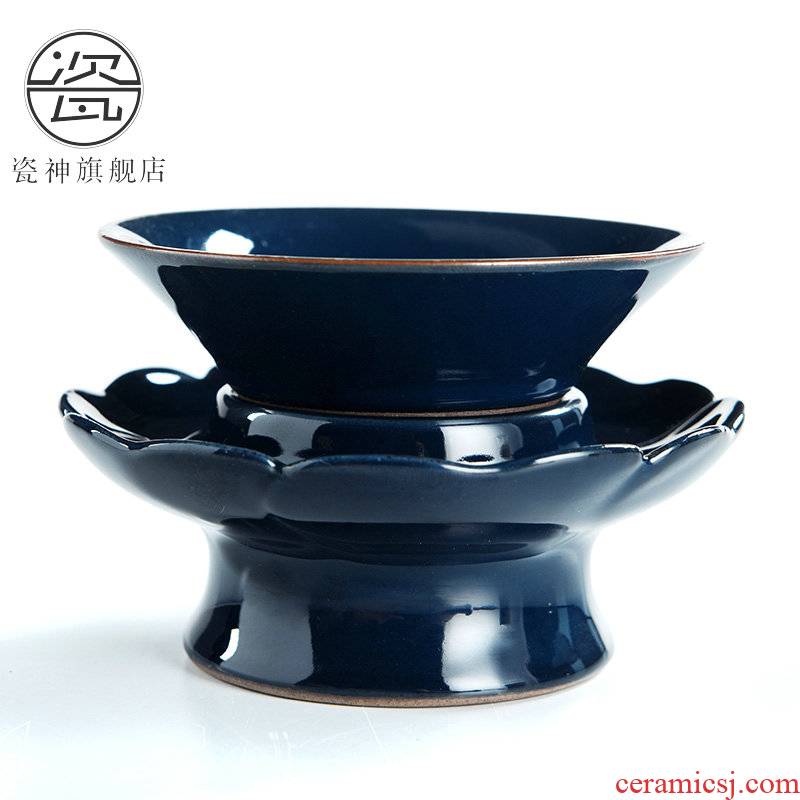 Ji blue glaze porcelain god filter manually kung fu tea set ceramic tea tea filter tea taking group spare parts)