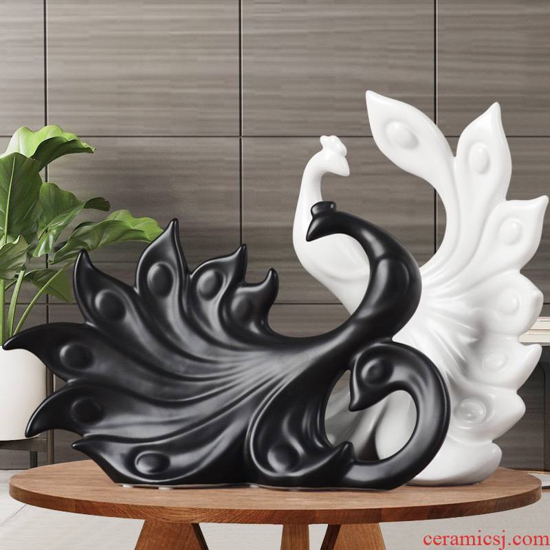 Creative decorations furnishing articles sitting room porch TV ark, large peacock wine ceramic art furnishing articles