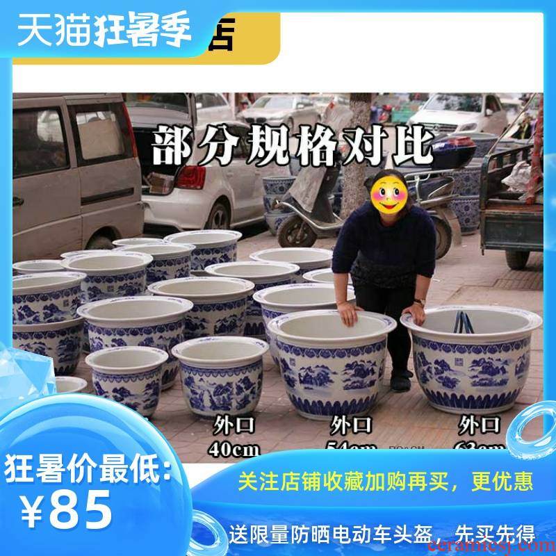 Rich, cycas blue large green plant ceramics porcelain flowerpot money plant flower POTS with potted balcony JingDe hydroponic trays