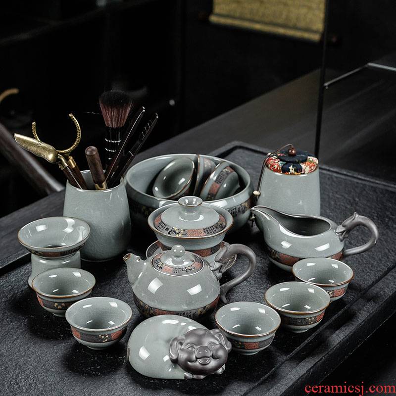 Elder brother up with crack kung fu tea set suit household of Chinese style is contracted to open the slice your up glaze ceramic tea cup lid bowl