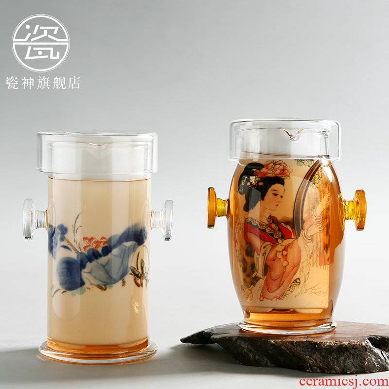 Red cup hot tea ware porcelain god glass tea set ears cup of filter blue and white porcelain teapot household with tea