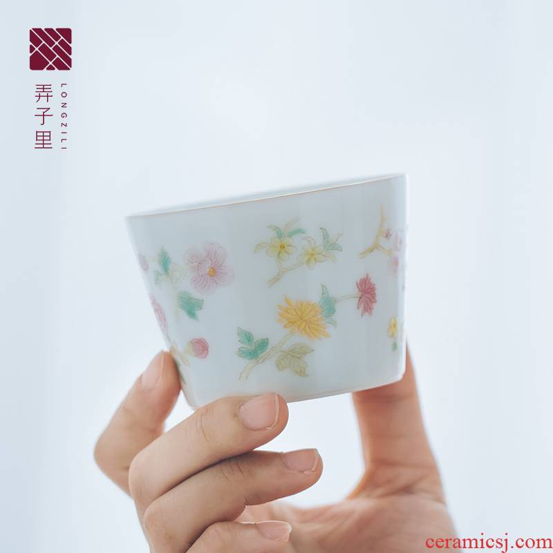 Lane. Jingdezhen masters cup sample tea cup hand - made pastel bamboo cup kung fu tea cup bamboo cup
