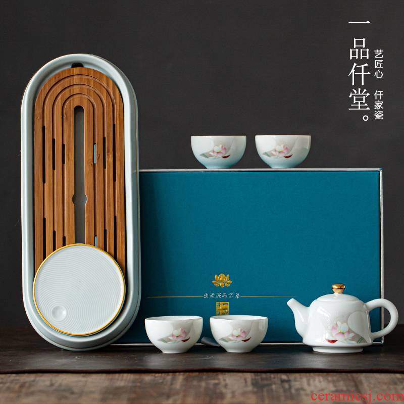 The Visitor yipin # $ceramic teapot set home office tea a pot of small four cups of tea set gift boxes
