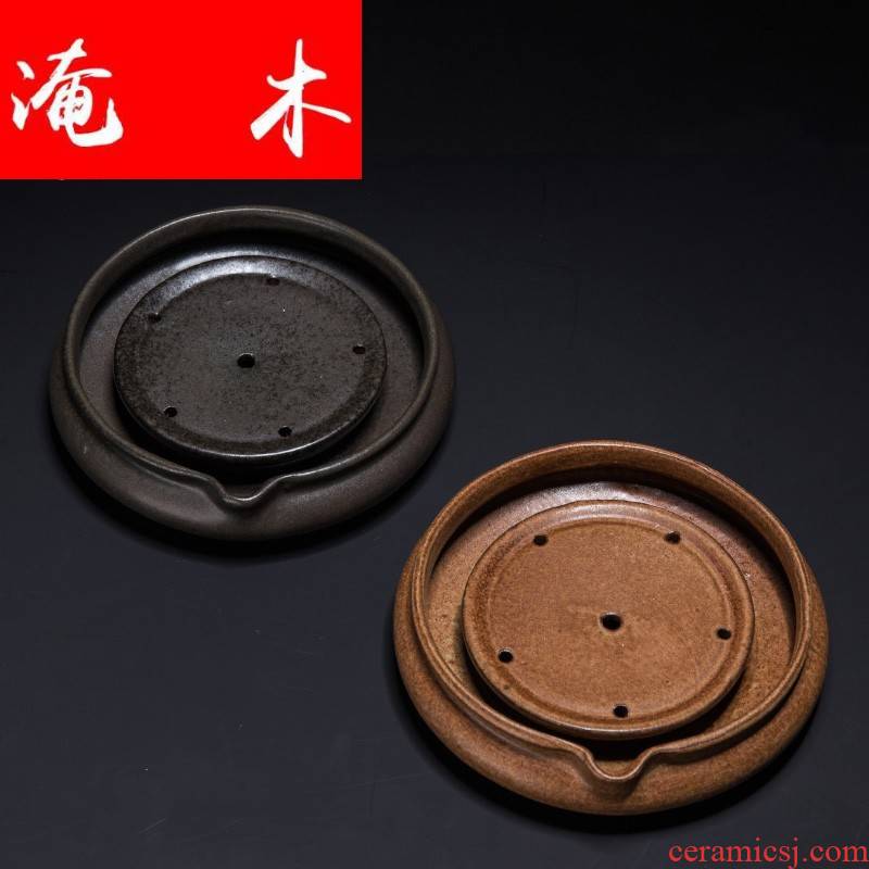 Submerged wood ling Ming jia manual pot bearing are it a cup mat imitation bronze cup thick desk tray TaoGan mercifully tea tray tea set
